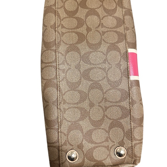 Coach Brown and Pink Signature Shoulder Bag - Picture 5 of 11